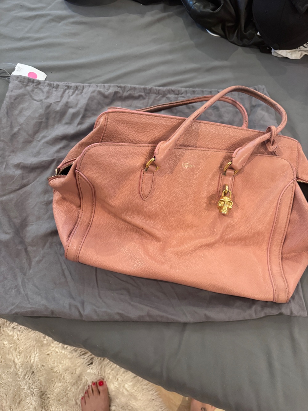 Women's Blush Pink Leather Tote Bag